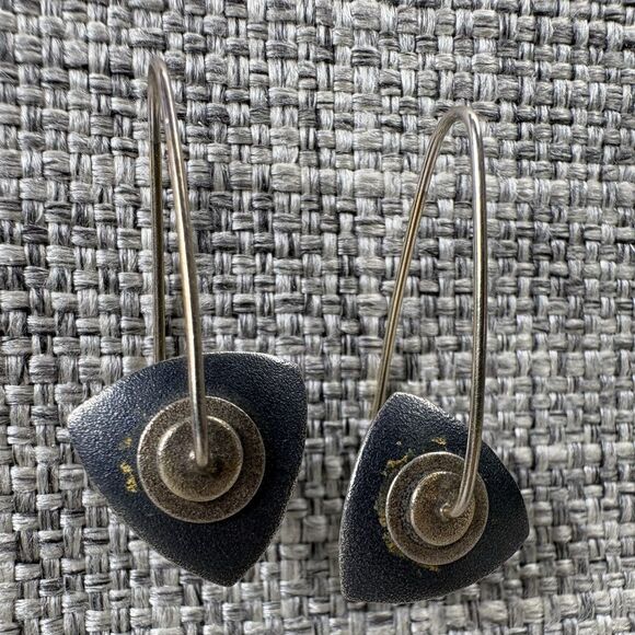 Keith Lewis Jewelry - Keith Lewis 925 Mixed Metal Kinetic Geometric Triangle Wire Dangle Earrings